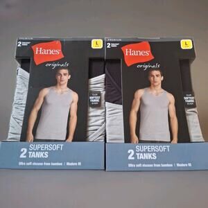 Hanes Tank Top Undershirts Mens Large Originals Premium Super Soft 4 PACK New